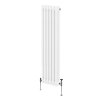 Traditional 3 Column Radiator 1500mm x 292mm Modern Central Heating Heater Gloss White Carbon Steel Vertical Wall Mounted Kitchen Living Room Bathroom Cleaning Brush Fixing Kit & Brackets