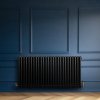 Traditional 4 Column Radiator & Valves - 600 x 1190mm - Black