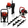 T-Mech Earth Auger and Petrol Post Driver 120mm Post Hole Borer Fence Hammer Picket Fencing Knocker 52cc 37.7cc Rammer