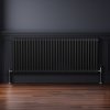 Traditional 2 Column Radiator 600mm x 1462mm Modern Central Heating Heater Matt Black Carbon Steel Horizontal Wall Mounted Kitchen Living Room Bathroom FREE Cleaning Brush Fixing Kit & Brackets