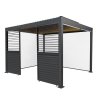 Anthracite Aluminium Pergola With White Blinds, 2 x Side Panels & LED Lights - 3m x 4m