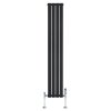 Flat Single Column Radiator & Valves - 1800mm x 280mm - Black