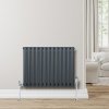 Oval Single Column Radiator & Valves - 600mm x 780mm - Anthracite Grey