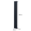Traditional 2 Column Radiator 1800mm x 202mm Modern Central Heating Heater Matt Anthracite Grey Carbon Steel Vertical Wall Mounted Kitchen Living Room Bathroom Cleaning Brush Fixing Kit & Brackets