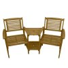 Wooden Companion Love Seat Garden Chairs 2 Tier Table Parasol Hole Corner Bench Bistro Set Twin 2 Seater Jack & Jill Outdoor Patio Furniture 320kg Total Capacity Solid Acacia Hardwood 2 FREE Cushions