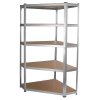 Corner Racking Garage Galvanised Shelving / 900mm x 300mm x 1800mm Racks Storage Unit / 5 Shelves MDF & Galvanised Steel