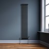 Traditional 3 Column Radiator 1800mm x 292mm Modern Central Heating Heater Matt Black Carbon Steel Vertical Wall Mounted Kitchen Living Room Bathroom Cleaning Brush Fixing Kit & Brackets