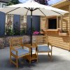 Wooden Companion Love Seat Garden Chairs 2 Tier Table Parasol Hole Corner Bench Bistro Set Twin 2 Seater Jack & Jill Outdoor Patio Furniture 320kg Total Capacity Solid Acacia Hardwood 2 FREE Cushions