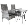 Garden Outdoor Rattan Bistro Set Furniture 3 PCs Patio Weave Companion Chair Table Set Conservatory Balcony 2 Seater Light Grey FREE Rain Cover