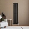 Oval Single Column Radiator - 1600 x 360mm - Black
