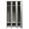 MonsterShop 3 Door Steel Storage Lockers, Grey Metal Lockable Unit, School Staff Gym Changing