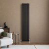 Oval Single Column Radiator - 1800 x 360mm - Black