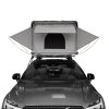 Car Roof Top Tent Grey Large Hard Shell Box Gas Assisted Pop Up Bunk 2-3 Person 3000mm Waterproof Camping Telescopic Ladder 5.5cm Mattress Boot Bags Anti Condensation FREE Storage Net & Solar Torch