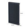 Traditional 3 Column Radiator 1500mm x 562mm Modern Central Heating Heater Matt Anthracite Grey Carbon Steel Vertical Wall Mounted Kitchen Living Room Bathroom Cleaning Brush Fixing Kit & Brackets