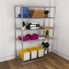 Wire Shelving Rack 5 Tier Metal Storage Unit Heavy Duty Free Standing Boltless Height Adjustable Shelves & Levelling Feet Kitchen Office Garage Silver Chrome 1000kg Weight Capacity