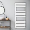 Vertical Towel Radiator Designer Flat Panel 1200mm x 450mm Bathroom Heated Rail Gloss White Central Heating Ladder Heater Wall Mounted Carbon Steel FREE Cleaning Brush Fixing Kit & Brackets