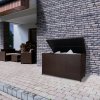 Rattan Garden Storage Brown Box & Waterproof Carry Bag Large Cushion Blanket Tools Toys Furniture Chest 582L Outdoor Patio Deck Steel Frame UV & Weather Resistant Gas Assisted Lift Lid Portable Wheels