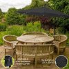 Grey LED Cantilever Parasol 3m Banana Hanging Umbrella Garden Sun Shade Canopy Patio Outdoor 360 Rotation Tilt UV Protection Winding Crank 24 Solar Powered Cool White LED Lights Waterproof Rain Cover