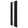 Flat Panel Radiator With Mirror 1800mm x 565mm & TRV Chrome Valves Designer Double Column Vertical Black Carbon Steel Wall Mounted Kitchen Living Room Cleaning Brush Fixing Kit & Brackets