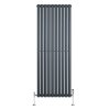 Oval Single Column Radiator & Valves - 1600mm x 600mm - Anthracite Grey
