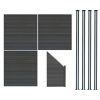 Composite Fence Panels, Angled Piece & LED Posts 6ft x 20ft - Grey