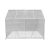 Greenhouse 6 x 8ft Aluminium Polycarbonate Steel Base Silver Weather Resistant Frame Support Bars Interchangeable Sliding Door 2 Roof Window Vents Walk In Gutter FREE W Clips