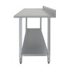 4FT Kitchen Work Bench Catering Table Commercial Stainless Steel Food Prep Surface Restaurant Storage Shelf 250kg Weight Capacity Adjustable Height 10cm Backsplash Upstand 2 x FREE Microfibre Cloths
