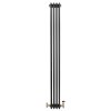 Traditional 4 Column Radiator & Valves - 1800 x 200mm - Black