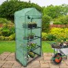 4 Tier Mini Greenhouse PE Green Waterproof Cover Plastic Small Shelves Grow House Plants Garden Outdoors Steel Frame | Free Trowel