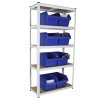 3 Garage Shelving Units 5 Tier Racking Storage Warehouse Bays Industrial Heavy Duty Boltless Steel Shelves / FREE Rubber Mallet & Bay Connectors
