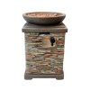 Gas Fire Pit Stone Home Outdoor Garden Patio Heater Burner Adjustable Flame Magnesium Oxide Furniture Smokeless Square Bowl Integrated Ignition Propane Lava Rocks Gas Regulator Hose Waterproof Cover