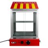 Hot Dog Steamer Cooker Electric Warmer Stainless Steel Machine Commercial Sliding Glass Doors Removable Solid Shelf 2 Grated Trays Adjustable Thermostat 30C - 110C 2000W FREE Tongs 3 Sauce Bottles