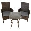 Garden Outdoor Rattan Bistro Set Furniture 3 PCs Patio Weave Companion Chair Table Set Conservatory Balcony 2 Seater Brown FREE Rain Cover