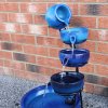 Water Feature Garden Fountain Solar Powered Outdoor Garden Cascade Ornament D̩cor Patio Resin Blue Freestanding Cascading 4 Tier Spilling Bowls