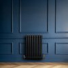 Traditional 4 Column Radiator & Valves - 600 x 425mm - Black