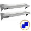 KuKoo Commercial Catering Corrosion Resistant x 2 Stainless Steel Kitchen Wall Shelf & Free Microfiber Cloths 1400mm x 300mm