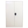 Metal Office 2 Doors Filing Cabinet Flatpack Document File Compartments Lockable Storage Cupboard Unit 140cm