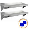 6ft Stainless Steel Catering Bench & 2 Wall Mounted Shelves Commercial Kitchen Work Prep Table Worktop Backsplash 2 Tier Adjustable Heavy Duty Corrosion Resistant FREE Microfibre Cloths & Fixing Kit