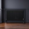 Traditional 2 Column Radiator 600mm x 1012mm Modern Central Heating Heater Matt Black Carbon Steel Horizontal Wall Mounted Kitchen Living Room Bathroom FREE Cleaning Brush Fixing Kit & Brackets