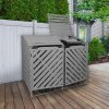 Double Wheelie Bin Storage Shed Wooden Dustbin Store Cupboard Outdoor Grey Wash Timber Cover Lockable Latched Recycling Garden