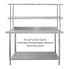 Kitchen Catering Table With Double Over-Shelf Work Bench Heavy Duty Prep-table Stainless Steel Commercial Home Preparation Work-table 5ft