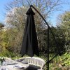 3m Cantilever Garden Parasol Banana Hanging Umbrella Winding Crank Shade Patio Outdoor Sun Shade Tilt UV Protection | Black Square Base