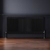 Traditional 3 Column Radiator 600mm x 1192mm Modern Central Heating Heater Matt Black Carbon Steel Horizontal Wall Mounted Kitchen Living Room Bathroom Cleaning Brush Fixing Kit & Brackets