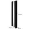 Oval Panel Radiator With Mirror 1800mm x 500mm & TRV Chrome Valves Designer Double Column Vertical Black Carbon Steel Wall Mounted Kitchen Living Room Cleaning Brush Fixing Kit & Brackets
