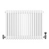 Traditional 4 Column Radiator & Valves - 600 x 785mm - White