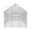 Greenhouse 6 x 8ft Aluminium Polycarbonate Steel Base Silver Weather Resistant Frame Support Bars Interchangeable Sliding Door 2 Roof Window Vents Walk In Gutter FREE W Clips