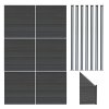 Composite Fence Panels, Angled Piece & LED Posts 6ft x 37ft - Grey