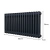 Traditional 2 Column Radiator 300mm x 832mm Modern Central Heating Heater Matt Anthracite Grey Carbon Steel Horizontal Wall Mounted Kitchen Living Room Bathroom Cleaning Brush Fixing Kit & Brackets