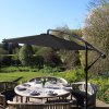 3m Cantilever Garden Parasol Banana Hanging Umbrella Winding Crank Shade Patio Outdoor Sun Shade Tilt UV Protection | Black Fan Base
