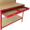 Metal Workbench With Pegboard And Drawer Heavy-Duty Steel Tool Storage Station Unit With Shelves FREE 40 Hooks DIY Workshop Industrial Work-Top Garage Work-table Red